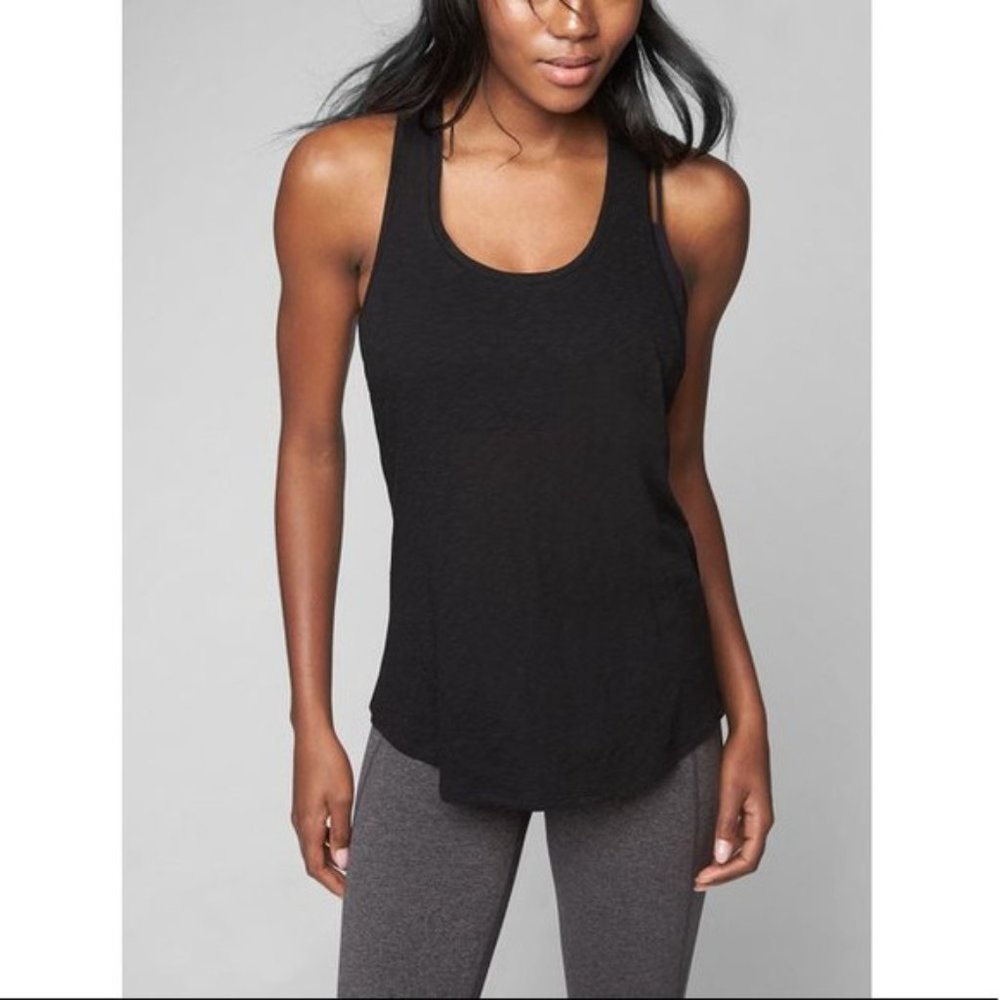 Athleta Ultimate Cross Back Tank Top Black - Picture 2 of 7